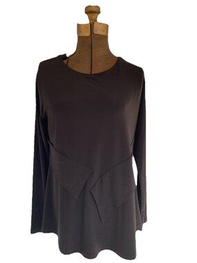 Sympli Black Long Sleeve Blouse Top Distinctive Structural Detailing Panels 10